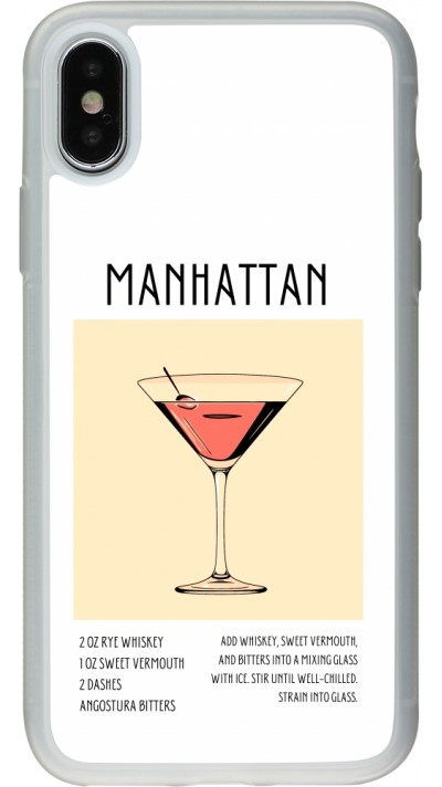Coque iPhone X / Xs - Silicone rigide transparent Cocktail recette Manhattan