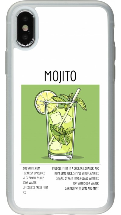 Coque iPhone X / Xs - Silicone rigide transparent Cocktail recette Mojito