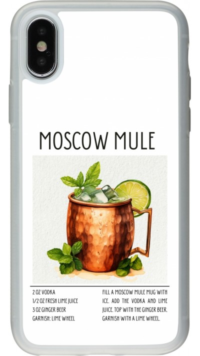 Coque iPhone X / Xs - Silicone rigide transparent Cocktail recette Moscow Mule