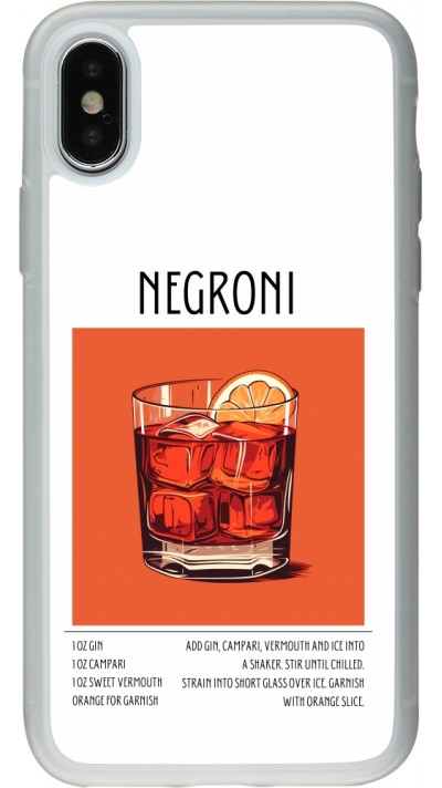 Coque iPhone X / Xs - Silicone rigide transparent Cocktail recette Negroni
