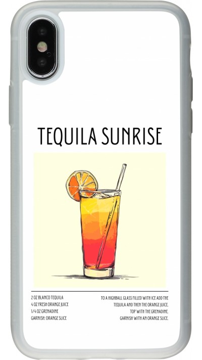 Coque iPhone X / Xs - Silicone rigide transparent Cocktail recette Tequila Sunrise