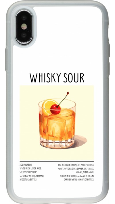 Coque iPhone X / Xs - Silicone rigide transparent Cocktail recette Whisky Sour