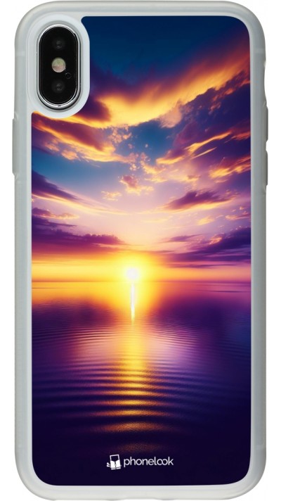 iPhone X / Xs Case Hülle - Silikon transparent Sonnenuntergang gelb violett