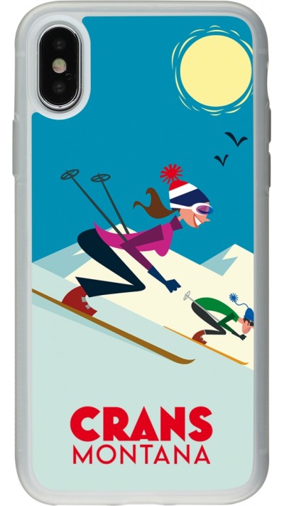 iPhone X / Xs Case Hülle - Silikon transparent Crans-Montana Ski Downhill