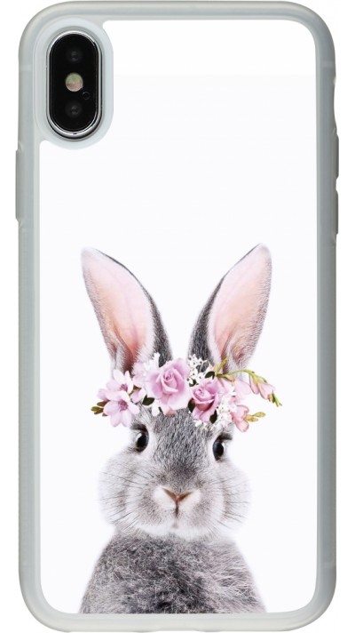 Coque iPhone X / Xs - Silicone rigide transparent Easter 2023 flower bunny