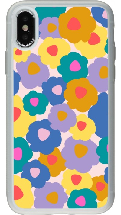 Coque iPhone X / Xs - Silicone rigide transparent Easter 2024 flower power