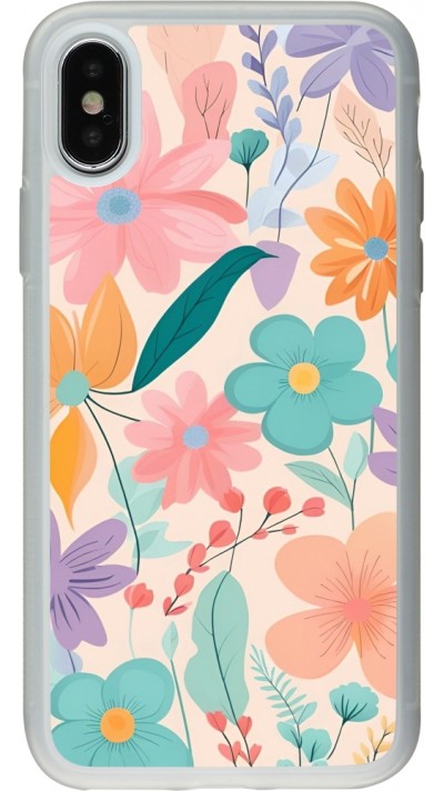 iPhone X / Xs Case Hülle - Silikon transparent Easter 2024 spring flowers