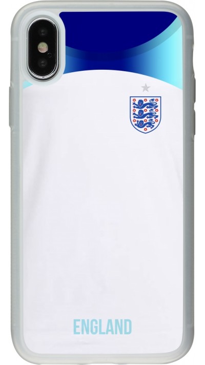 Coque iPhone X / Xs - Silicone rigide transparent Maillot de football Angleterre 2022 personnalisable