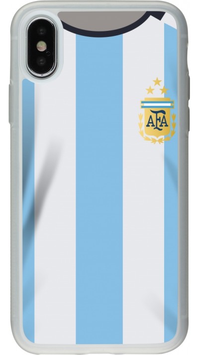 Coque iPhone X / Xs - Silicone rigide transparent Maillot de football Argentine 2022 personnalisable