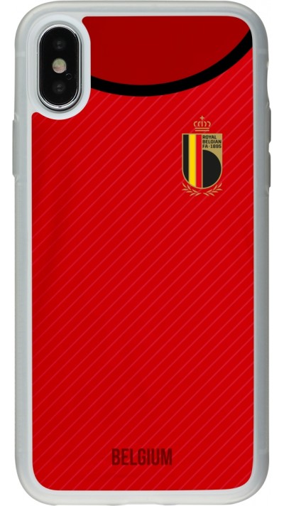 Coque iPhone X / Xs - Silicone rigide transparent Maillot de football Belgique 2022 personnalisable