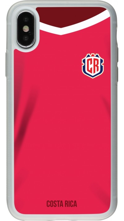 Coque iPhone X / Xs - Silicone rigide transparent Maillot de football Costa Rica 2022 personnalisable