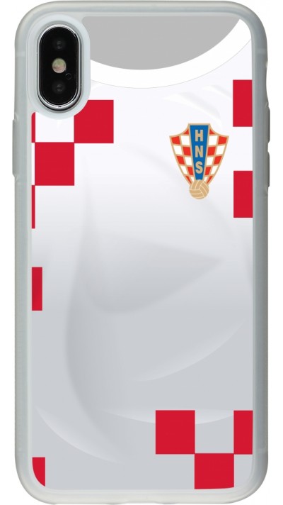 Coque iPhone X / Xs - Silicone rigide transparent Maillot de football Croatie 2022 personnalisable