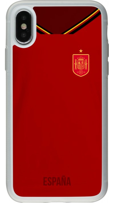 Coque iPhone X / Xs - Silicone rigide transparent Maillot de football Espagne 2022 personnalisable