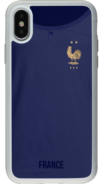 Coque iPhone X / Xs - Silicone rigide transparent Maillot de football France 2022 personnalisable