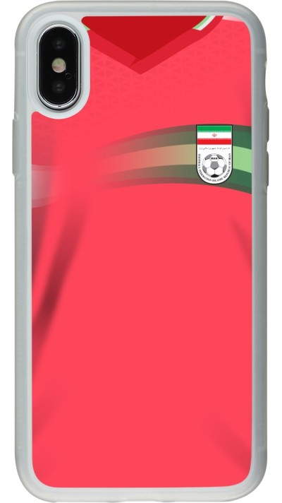 Coque iPhone X / Xs - Silicone rigide transparent Maillot de football Iran 2022 personnalisable