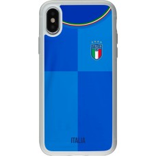 Coque iPhone X / Xs - Silicone rigide transparent Maillot de football Italie 2022 personnalisable