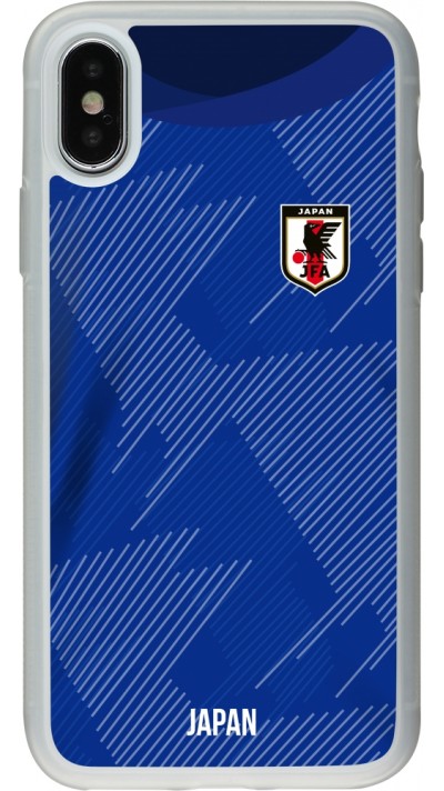 Coque iPhone X / Xs - Silicone rigide transparent Maillot de football Japon 2022 personnalisable