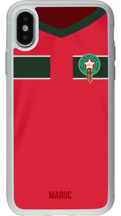 Coque iPhone X / Xs - Silicone rigide transparent Maillot de football Maroc 2022 personnalisable