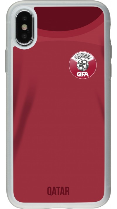 Coque iPhone X / Xs - Silicone rigide transparent Maillot de football Qatar 2022 personnalisable