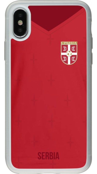 Coque iPhone X / Xs - Silicone rigide transparent Maillot de football Serbie 2022 personnalisable