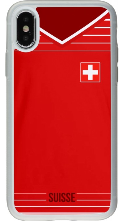 Coque iPhone X / Xs - Silicone rigide transparent Football shirt Switzerland 2022