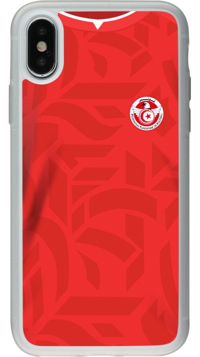 Coque iPhone X / Xs - Silicone rigide transparent Maillot de football Tunisie 2022 personnalisable