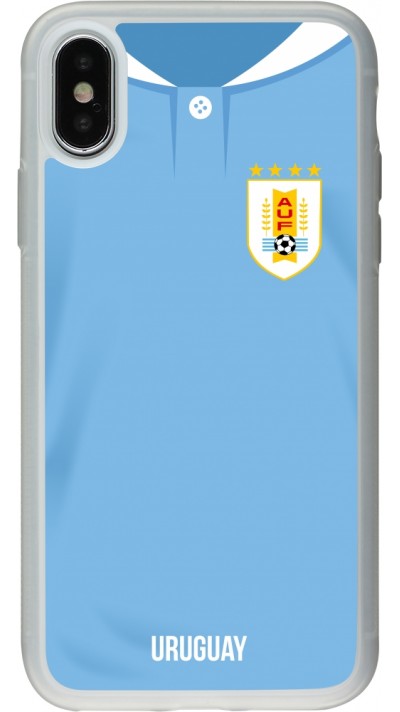 Coque iPhone X / Xs - Silicone rigide transparent Maillot de football Uruguay 2022 personnalisable