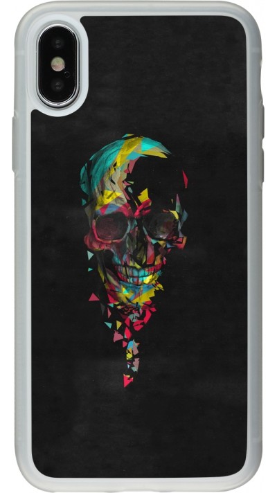 Coque iPhone X / Xs - Silicone rigide transparent Halloween 22 colored skull