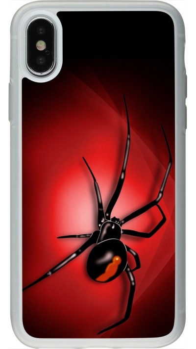 Coque iPhone X / Xs - Silicone rigide transparent Halloween 2023 spider black widow