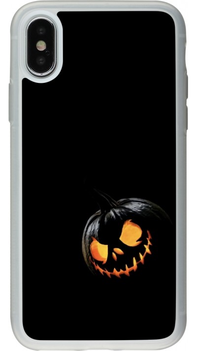 Coque iPhone X / Xs - Silicone rigide transparent Halloween 2023 discreet pumpkin
