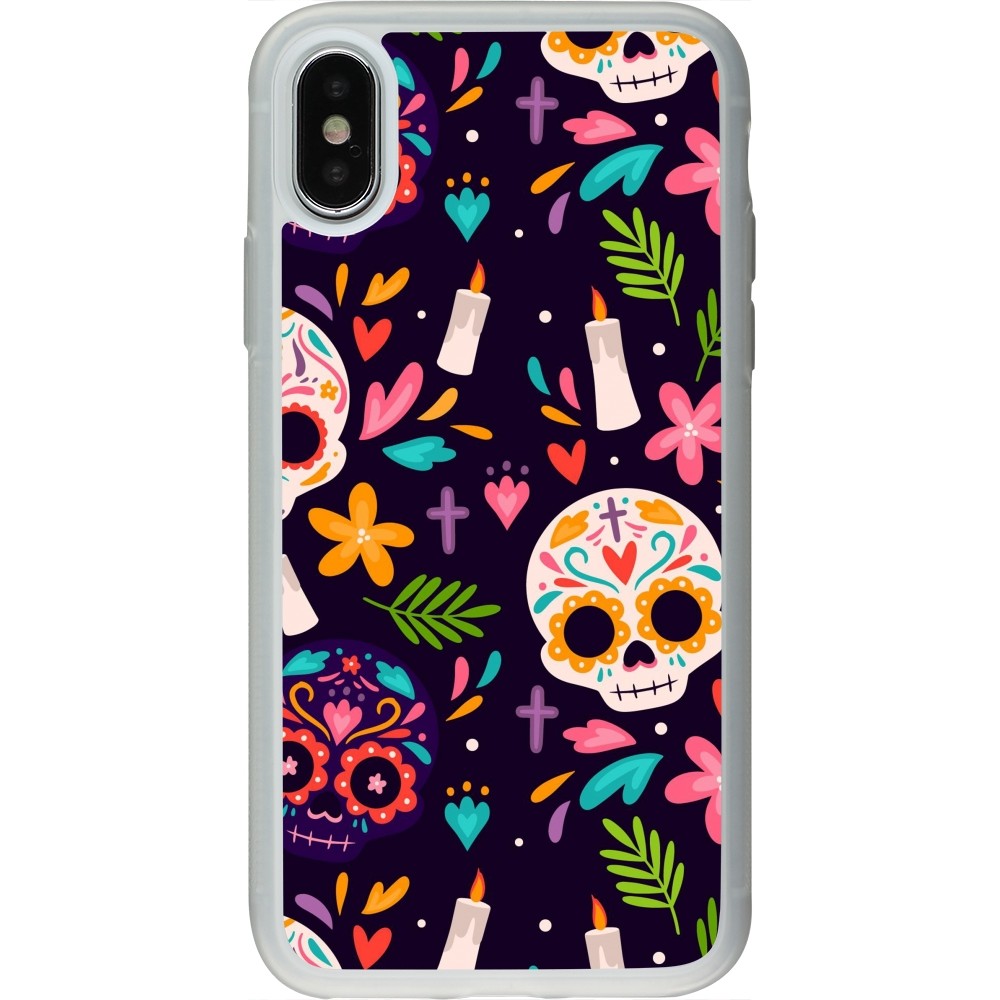iPhone X / Xs Case Hülle - Silikon transparent Halloween 2023 mexican style