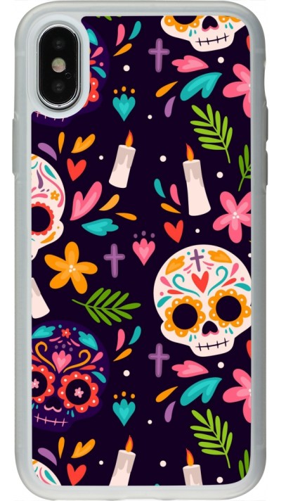 Coque iPhone X / Xs - Silicone rigide transparent Halloween 2023 mexican style