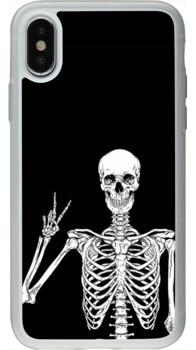 iPhone X / Xs Case Hülle - Silikon transparent Halloween 2023 peace skeleton