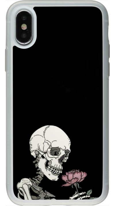 Coque iPhone X / Xs - Silicone rigide transparent Halloween 2023 rose and skeleton
