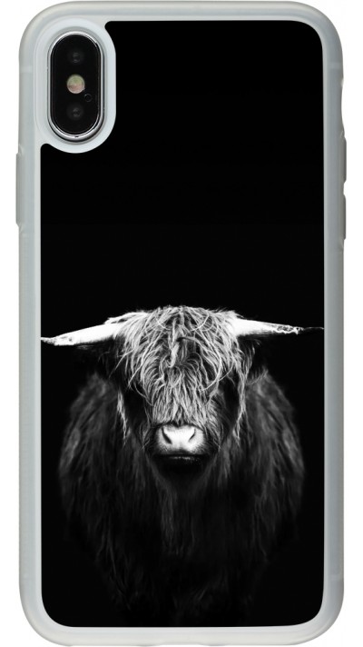 Coque iPhone X / Xs - Silicone rigide transparent Highland calf black