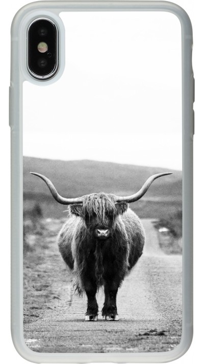 Coque iPhone X / Xs - Silicone rigide transparent Highland cattle
