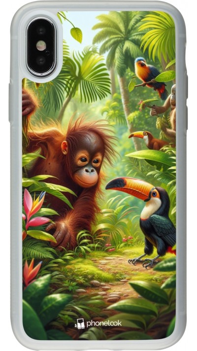 Coque iPhone X / Xs - Silicone rigide transparent Jungle Tropicale Tayrona