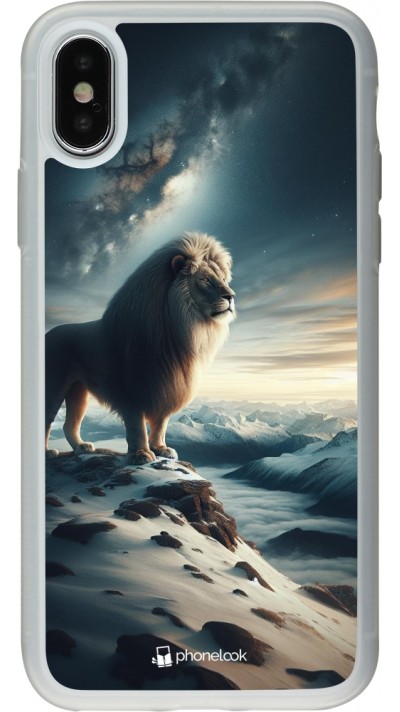 Coque iPhone X / Xs - Silicone rigide transparent Le lion blanc