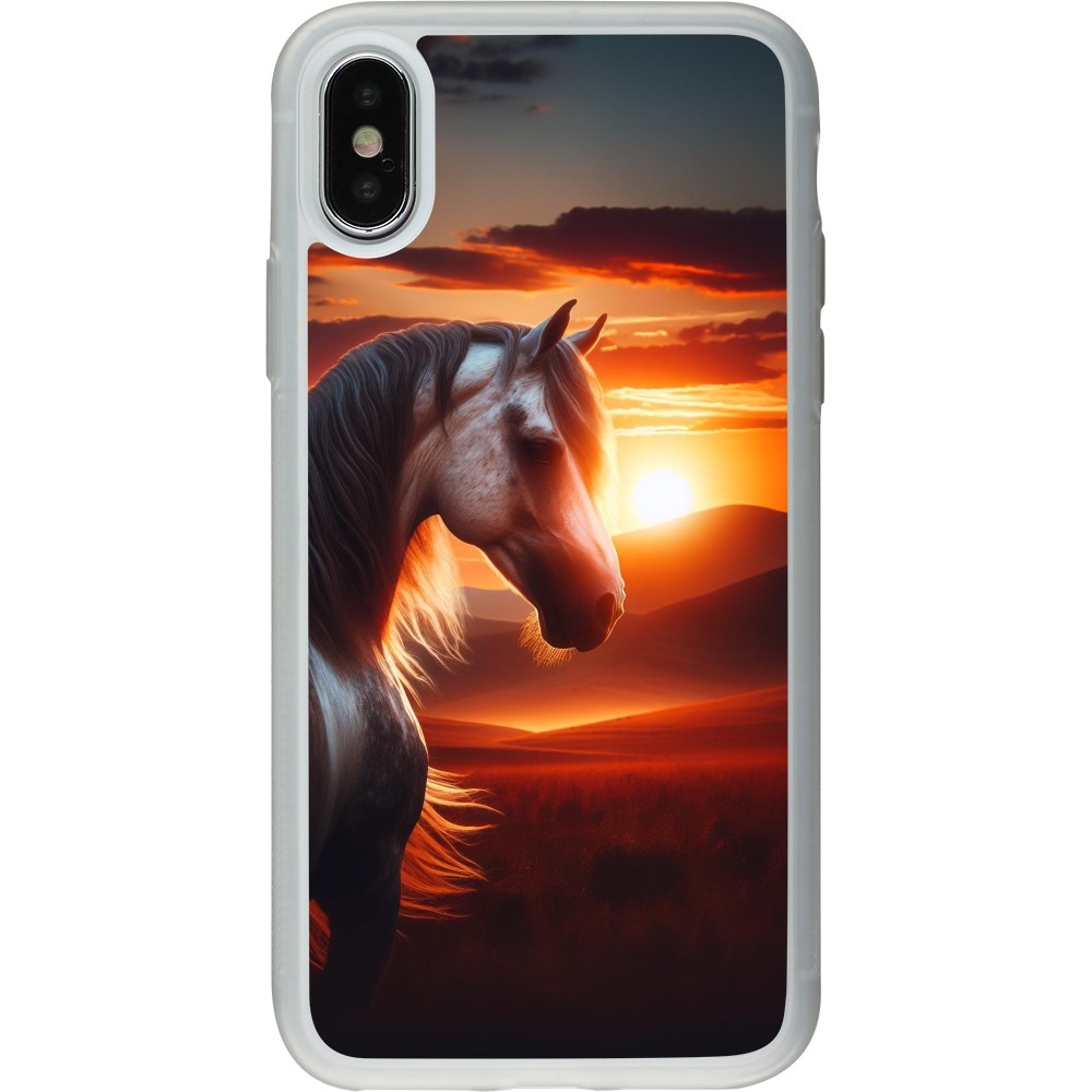 iPhone X / Xs Case Hülle - Silikon transparent Majestätischer Sonnenuntergang Pferd