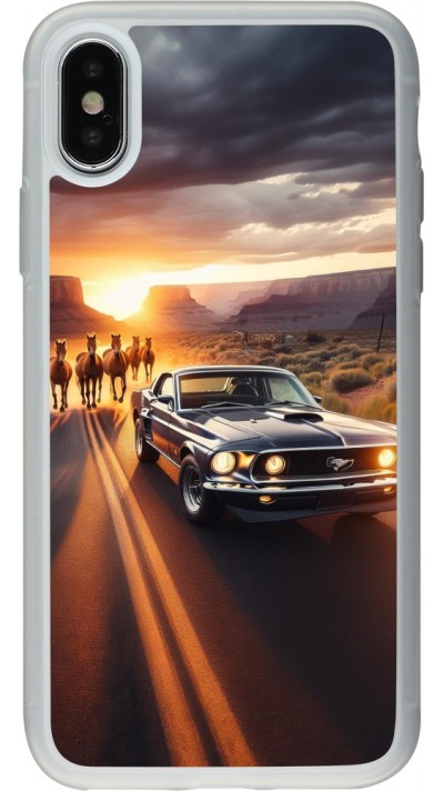 Coque iPhone X / Xs - Silicone rigide transparent Mustang 69 Grand Canyon