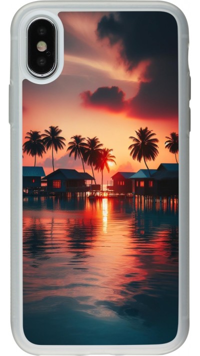 Coque iPhone X / Xs - Silicone rigide transparent Paradis Maldives