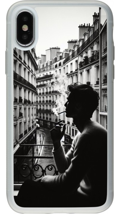 Coque iPhone X / Xs - Silicone rigide transparent Parisian Smoker