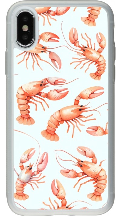 Coque iPhone X / Xs - Silicone rigide transparent Pattern de homards pastels