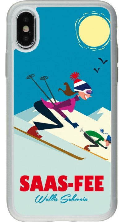 Coque iPhone X / Xs - Silicone rigide transparent Saas-Fee Ski Downhill