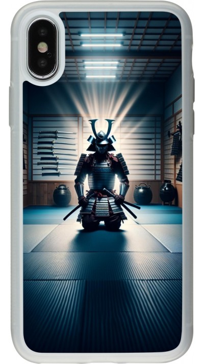 iPhone X / Xs Case Hülle - Silikon transparent Samurai im Gebet