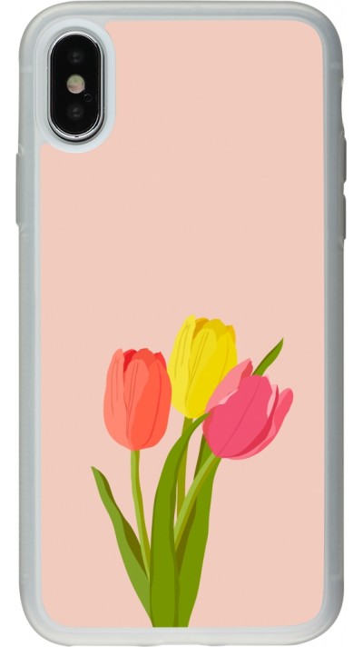 iPhone X / Xs Case Hülle - Silikon transparent Spring 23 tulip trio