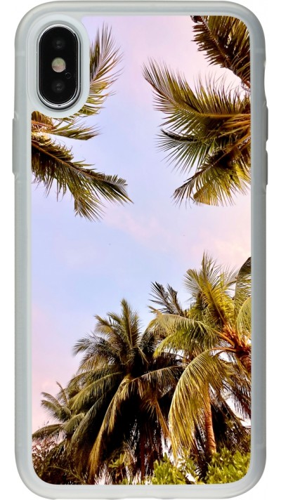 Coque iPhone X / Xs - Silicone rigide transparent Summer 2023 palm tree vibe