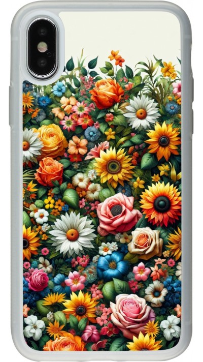 Coque iPhone X / Xs - Silicone rigide transparent Summer Floral Pattern