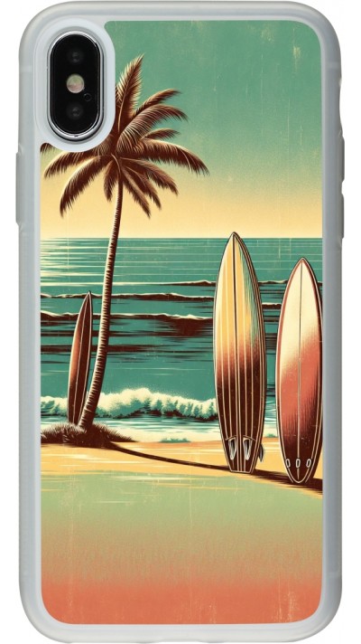 Coque iPhone X / Xs - Silicone rigide transparent Surf Paradise