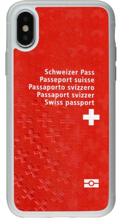 Hülle iPhone X / Xs - Silikon transparent Swiss Passport